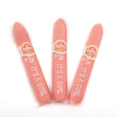 Tootsie Roll Dubble Bubble It's A Girl pack detail, pink celebration vibes for newborn parties.