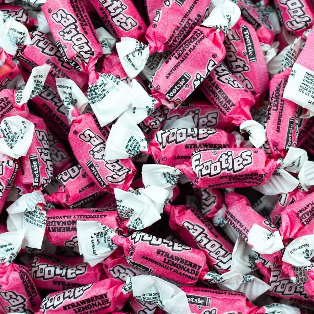 Tootsie Roll Frooties Strawberry Lemonade close-up texture showing chewy bite.