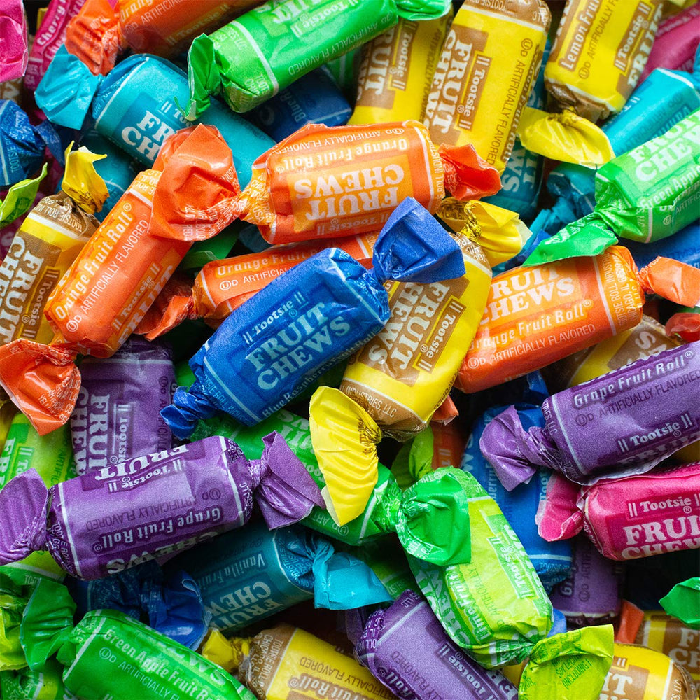 Tootsie Roll Fruit Chews classic flavors including cherry, orange, lemon for tasty bites