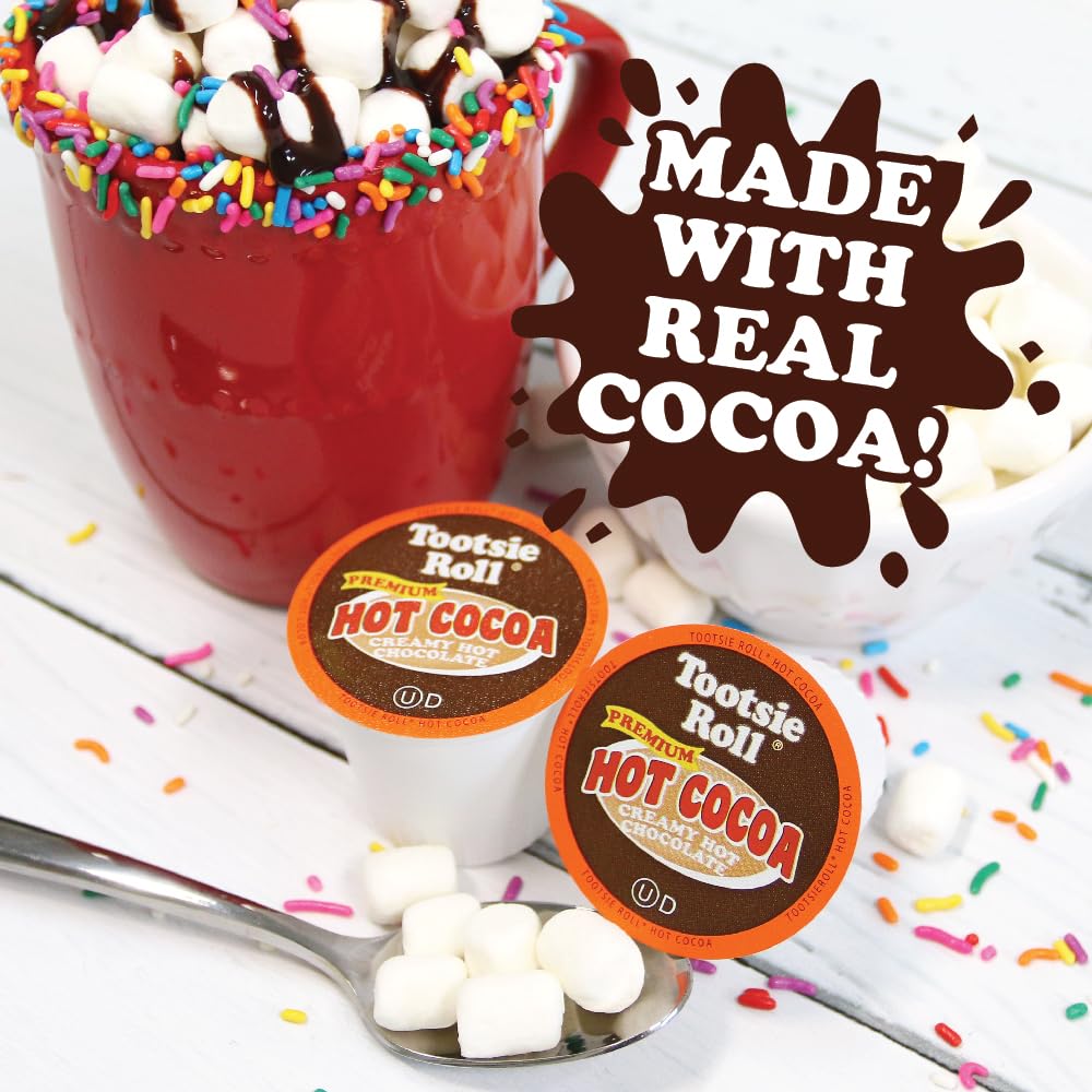 Tootsie Roll Hot Cocoa Keurig compatibility for quick, single-serve cups.