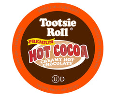 Tootsie Roll Hot Cocoa pods pack front view for cozy indulgence.