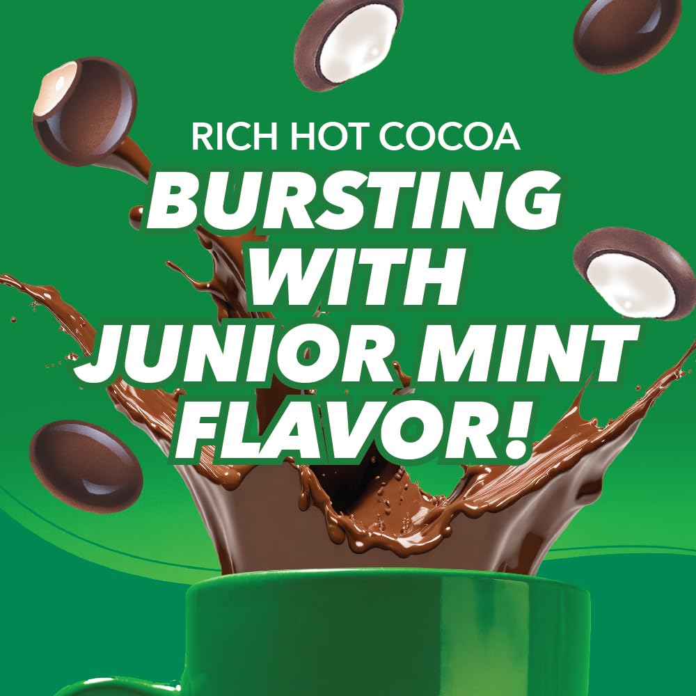 Nostalgic Junior Mints flavor translates into a cozy peppermint cocoa experience