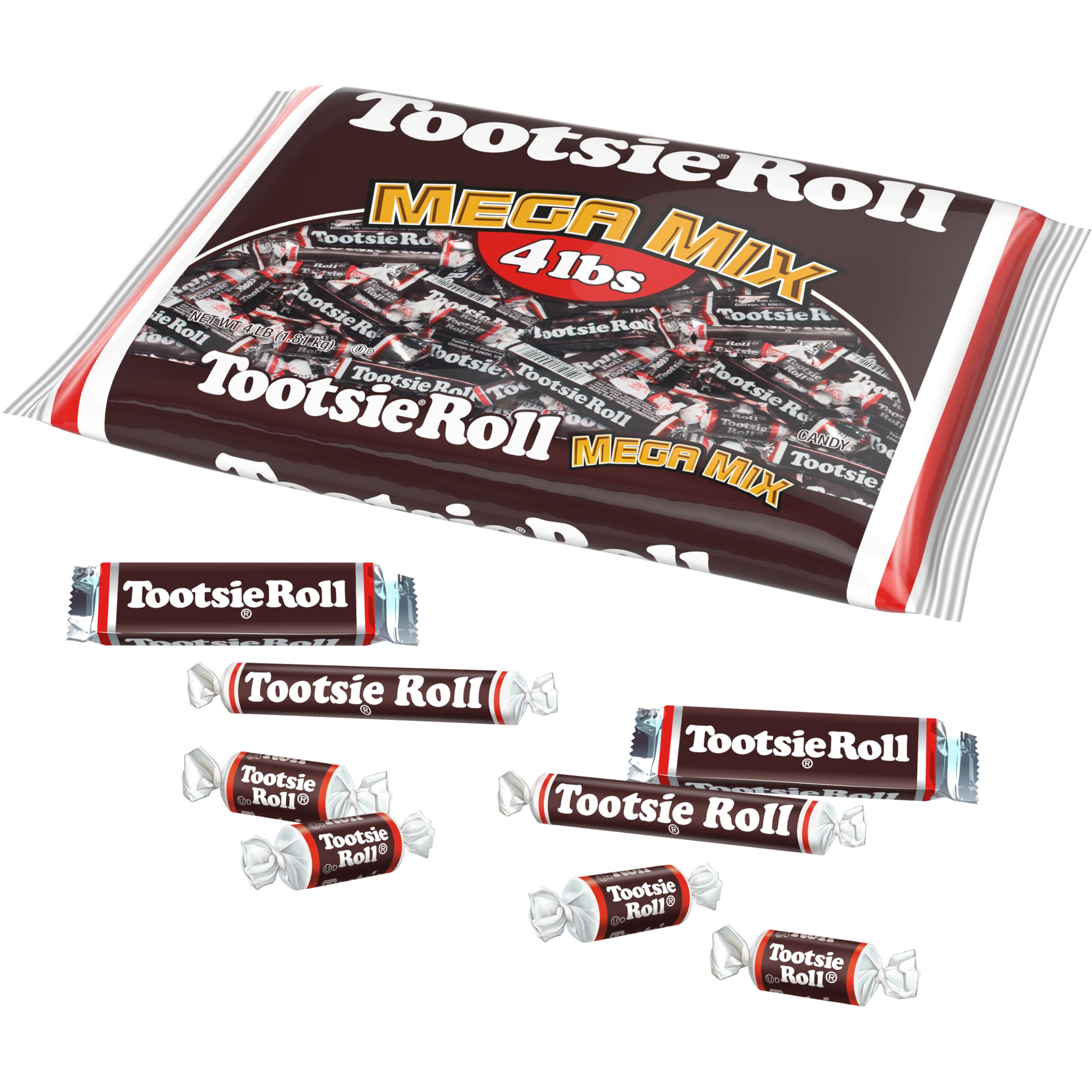 Tootsie Roll Mega Mix foil-wrapped bag preserves freshness for sharing