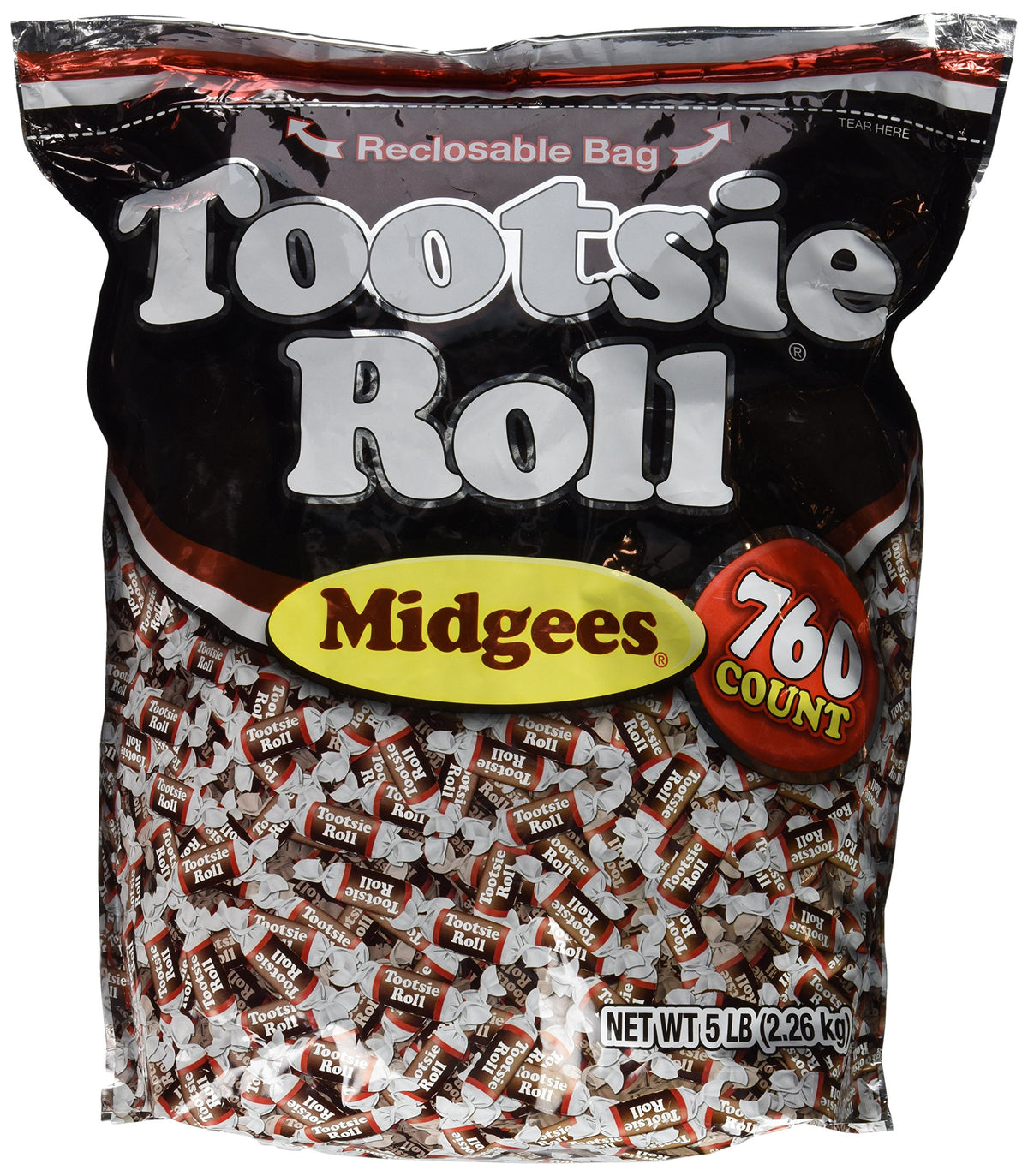 Tootsie Roll Midgees 5lb bag close-up showing classic flavor for sharing