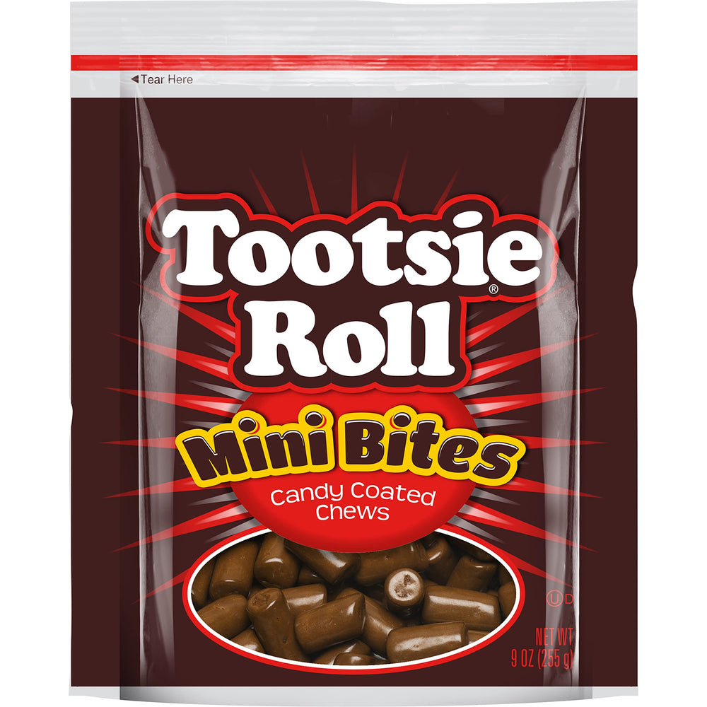 Tootsie Roll Mini Bites unwrapped, convenient on-the-go snack.