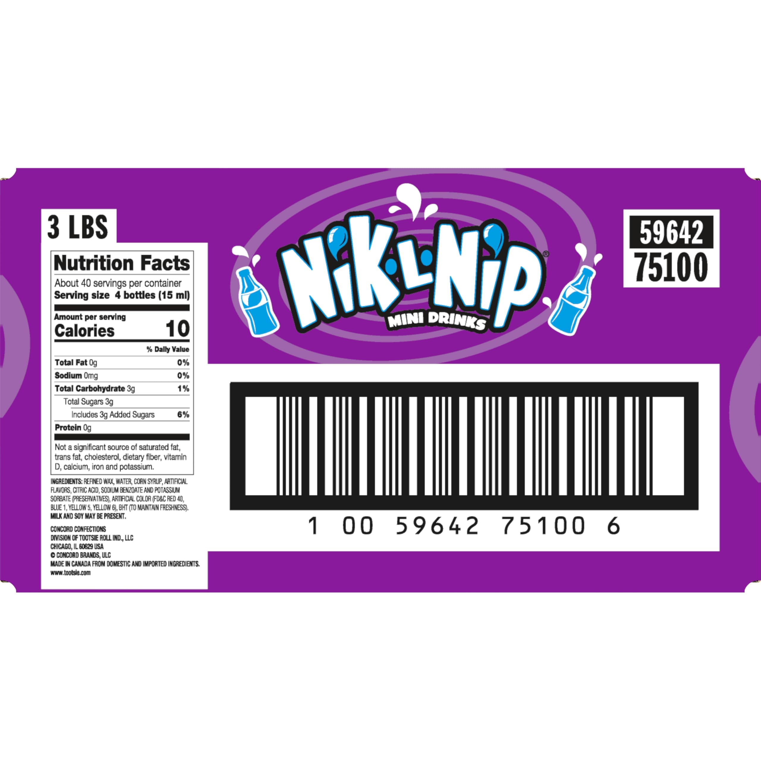 Nik-L-Nip mini drinks cherry flavor for retro birthday and classroom treats.