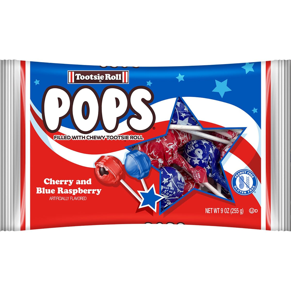 Tootsie Roll Patriotic Pops cherry flavor with flag wrapper, a festive treat for celebrations