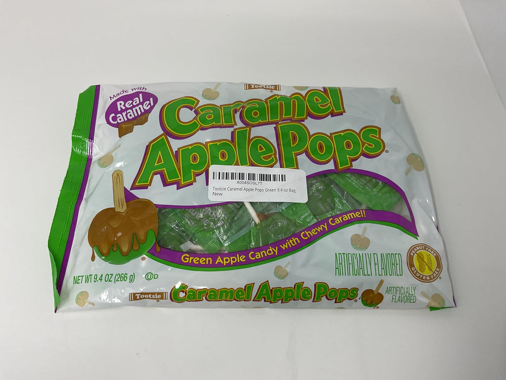 Tootsie Roll Pops Green Apple Caramel packaging detail for freshness