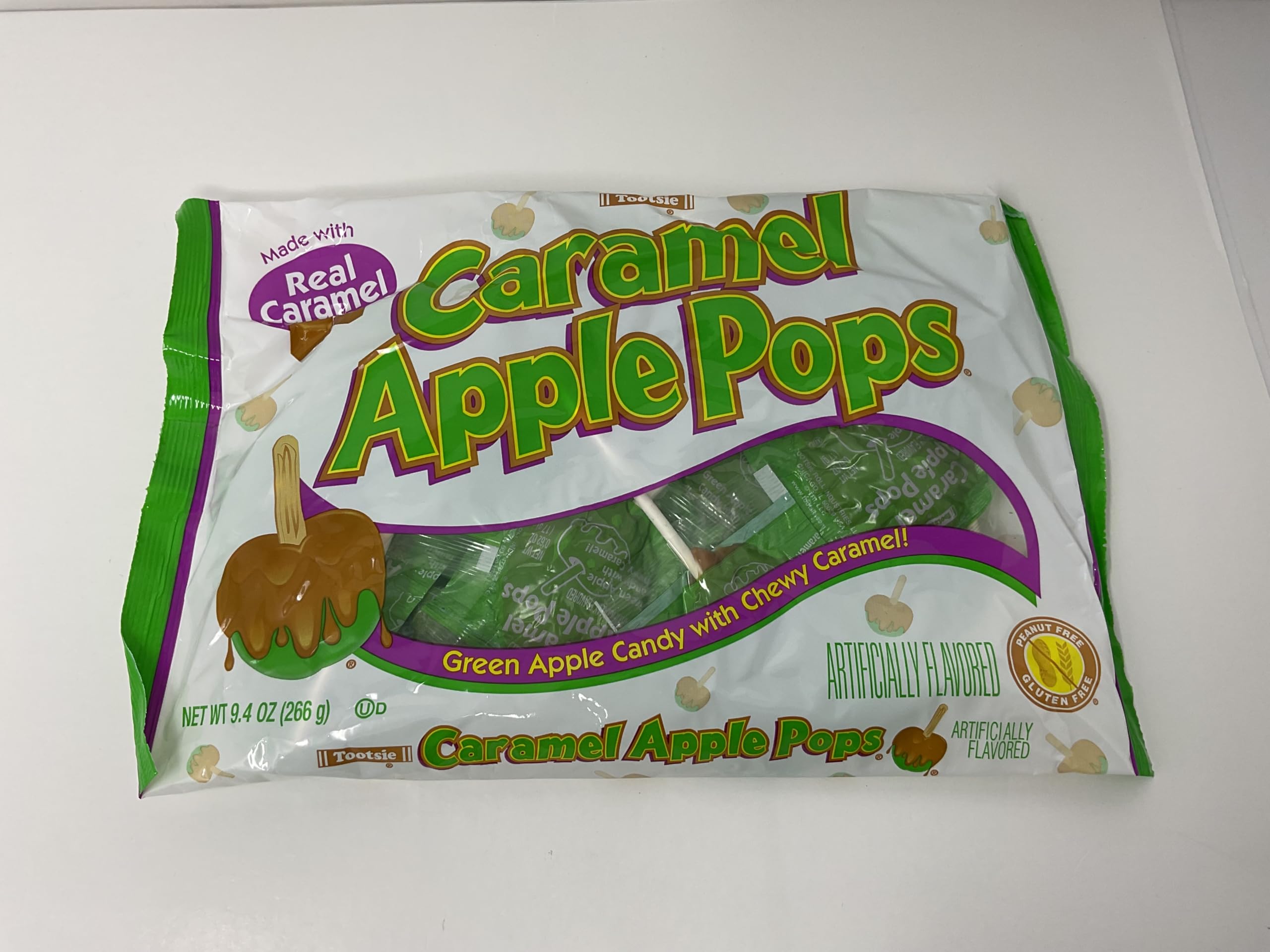 Tootsie Roll Pops Green Apple Caramel close-up wrappers ideal for gifting