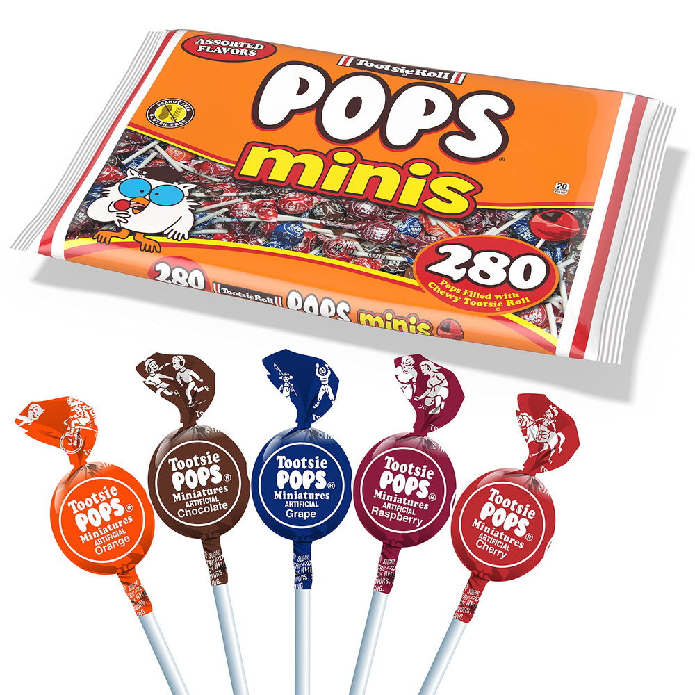 Tootsie Roll Pops original flavors variety showcases popular fruity and chocolatey options.