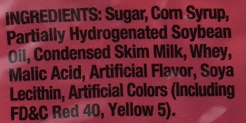 Tootsie Roll Red Frooties bag back label showing ingredients and kosher status.