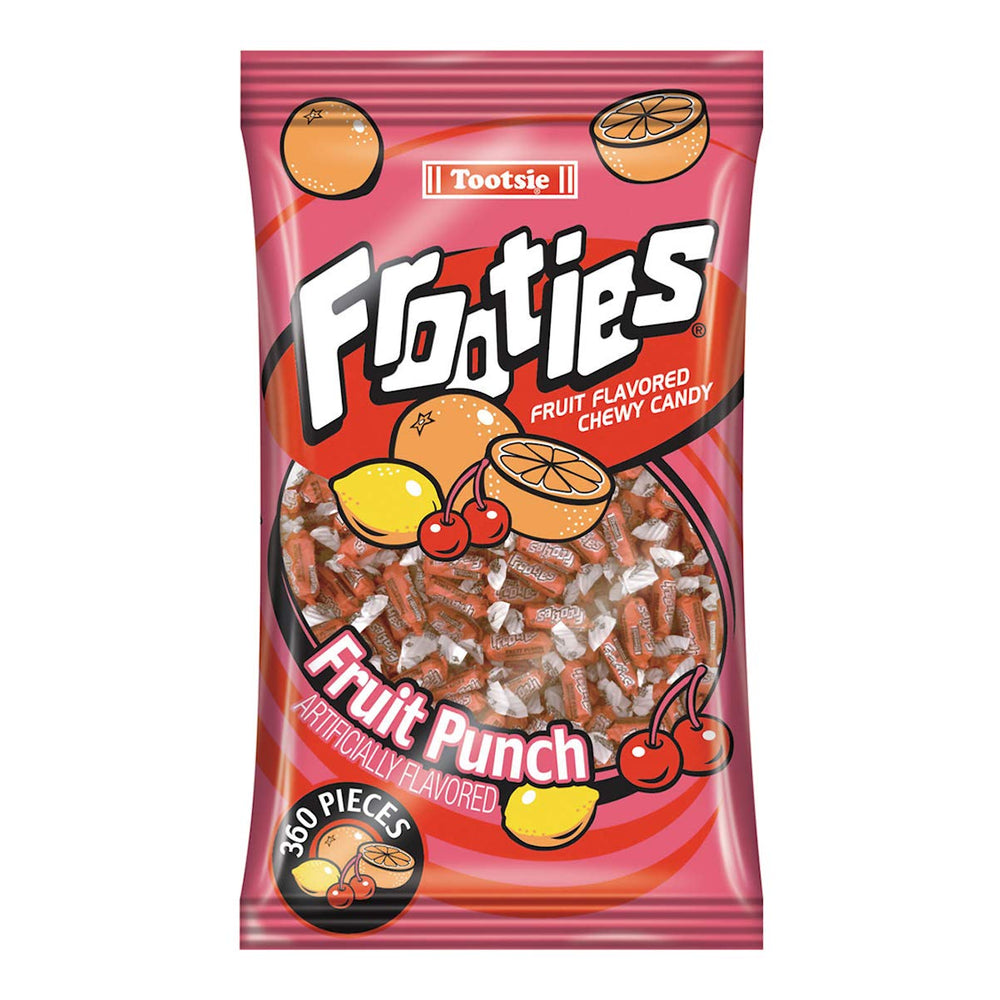 Tootsie Roll Red Frooties bag front view, ideal for party favors and snack bowls.