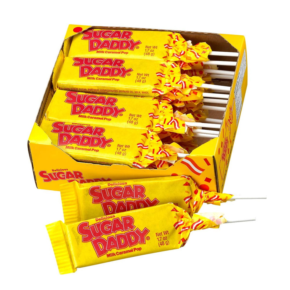 Tootsie Roll Sugar Daddies Milk Caramel Pops 24-pack, creamy caramel on the go