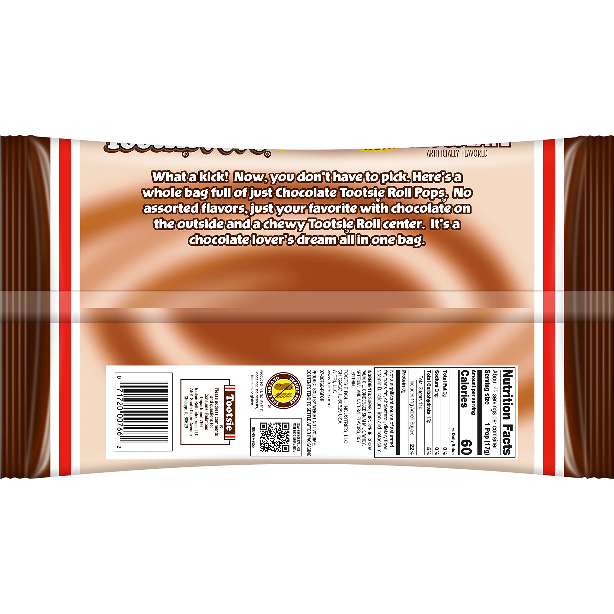 Close-up of chocolate shell and chewy center of Tootsie Pops