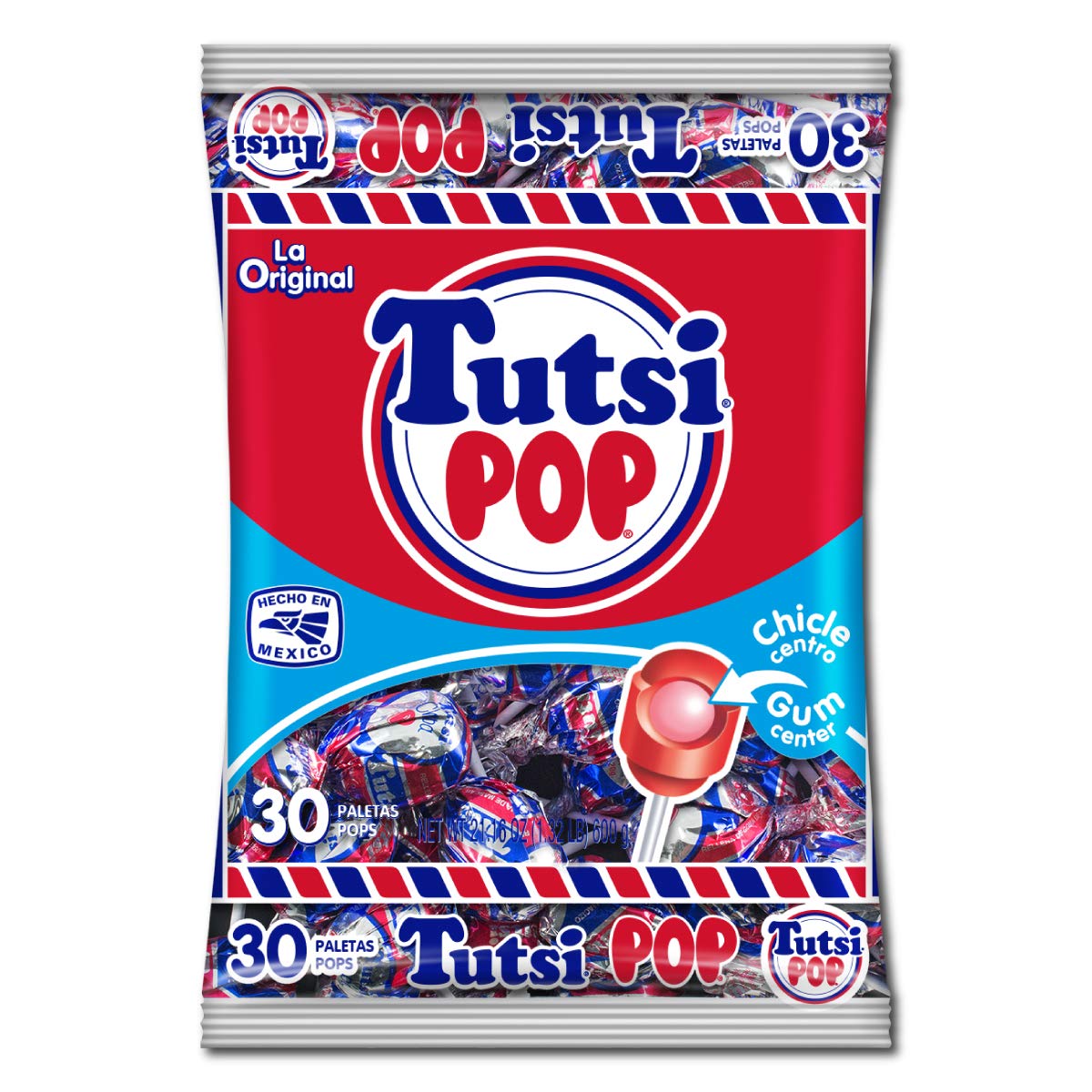 Tootsie Roll Tutsi Pop Original Cherry with Tutti Frutti center for a nostalgic candy experience.