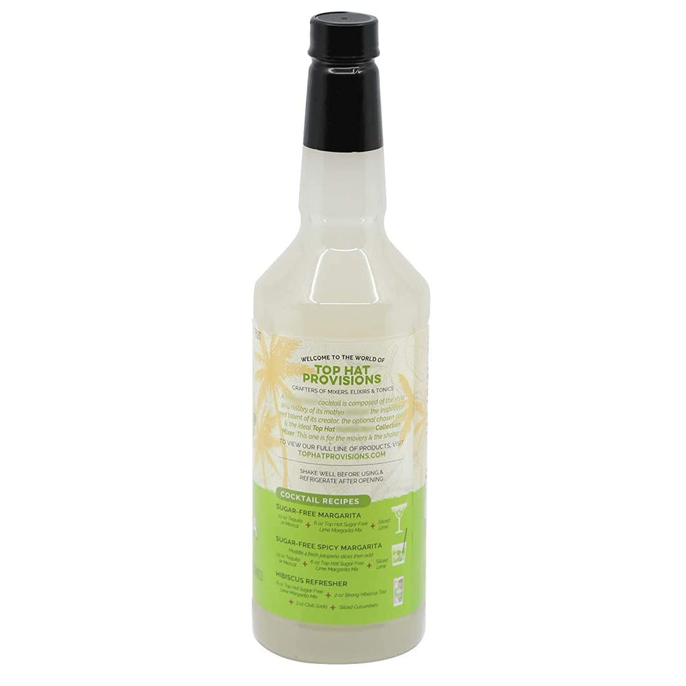 Top Hat Provisions 32oz margarita mix close-up highlighting natural lime and orange flavors.