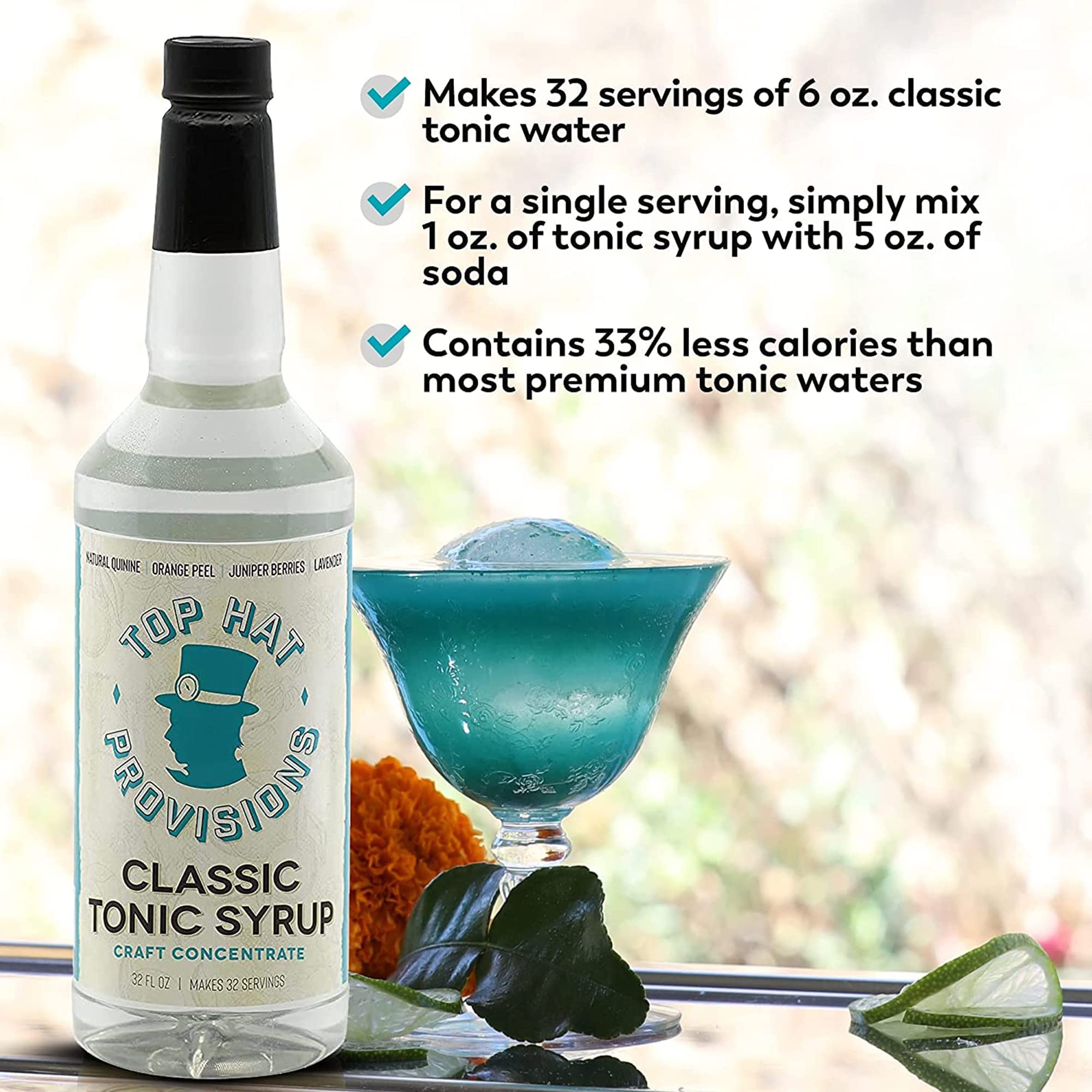 Pouring Top Hat Provisions tonic concentrate into a shaker with ice