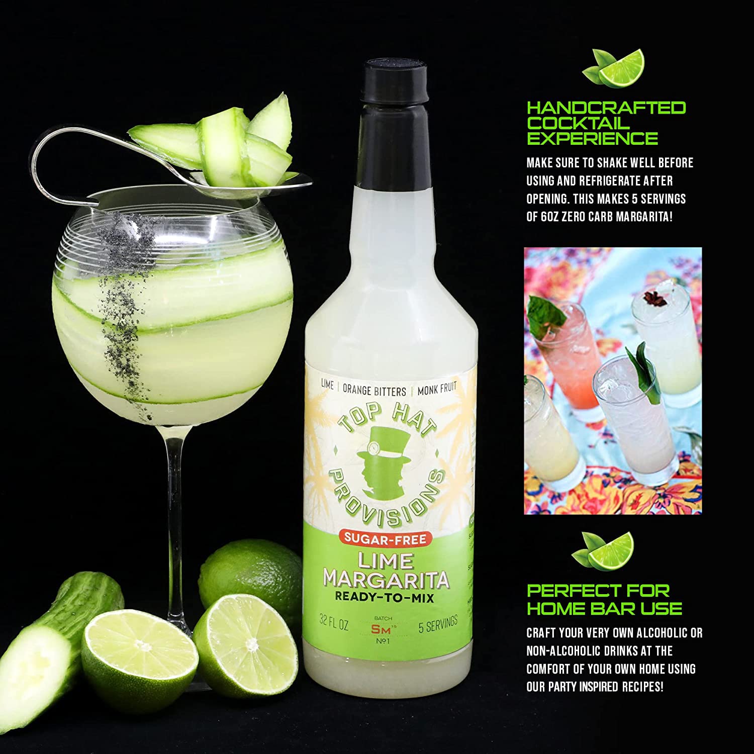Top Hat Provisions bottle with vitamin C and antioxidant notes for fresh mocktails.
