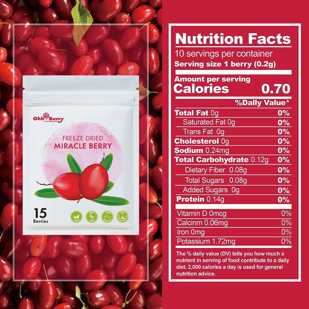 Individual Ohh! Berry Miracle Berry sachet for tasting