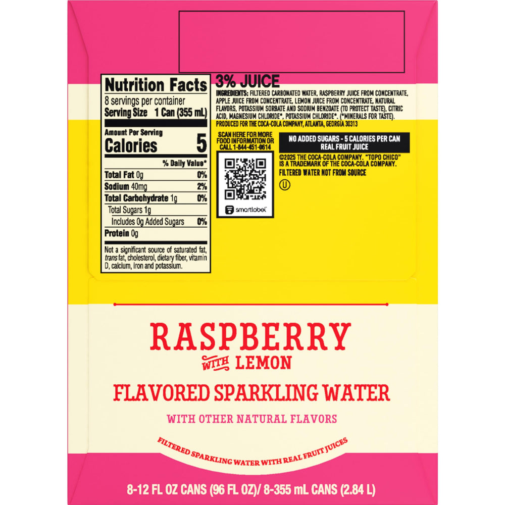 Topo Chico Sabores Raspberry with Lemon pour over ice delivers crisp chill