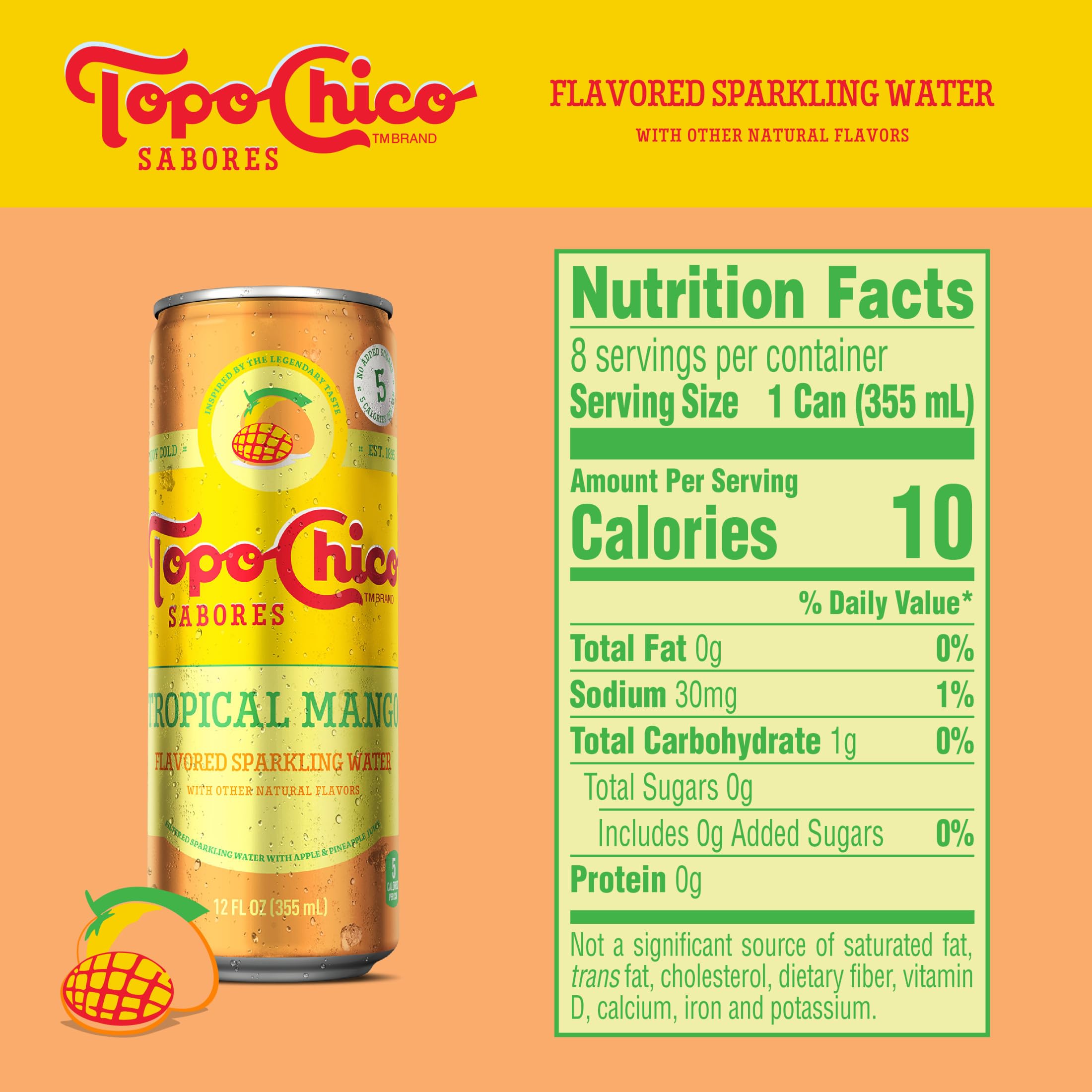 Topo Chico Sabores Tangerine with Ginger can with zesty citrus and spice.