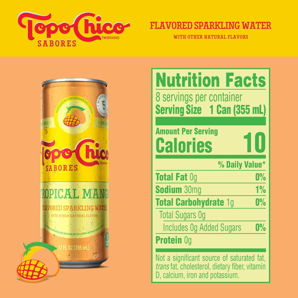 Topo Chico Sabores Tangerine with Ginger can with zesty citrus and spice.