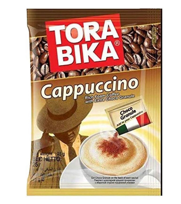 Torabika Cappuccino Instant Coffee cup with creamy foam for a cozy treat