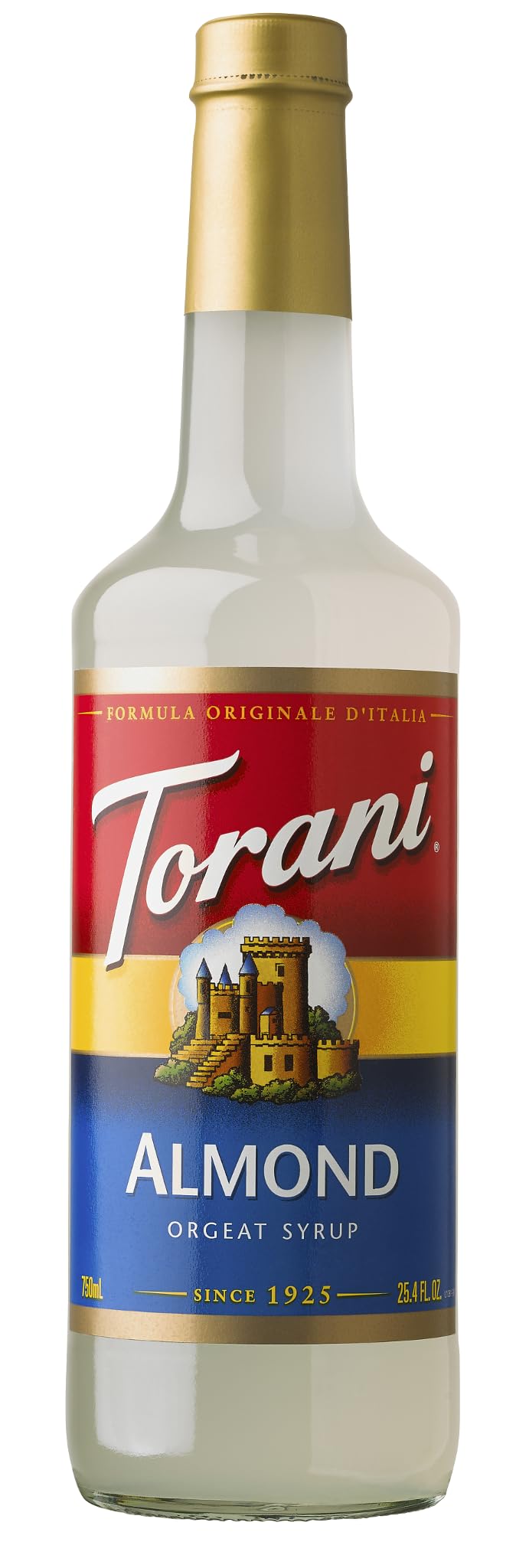 Torani Almond Orgeat Syrup bottle pour for cocktails and almond flavor