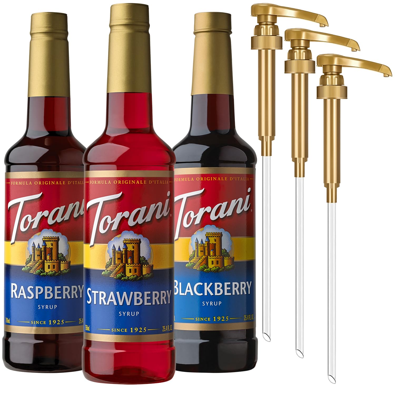 Torani Berry Lovers Raspberry Pour highlights vibrant color for refreshing beverages.