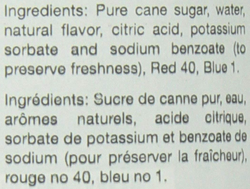 Torani Blueberry Syrup bottle on kitchen counter suggesting recipes.