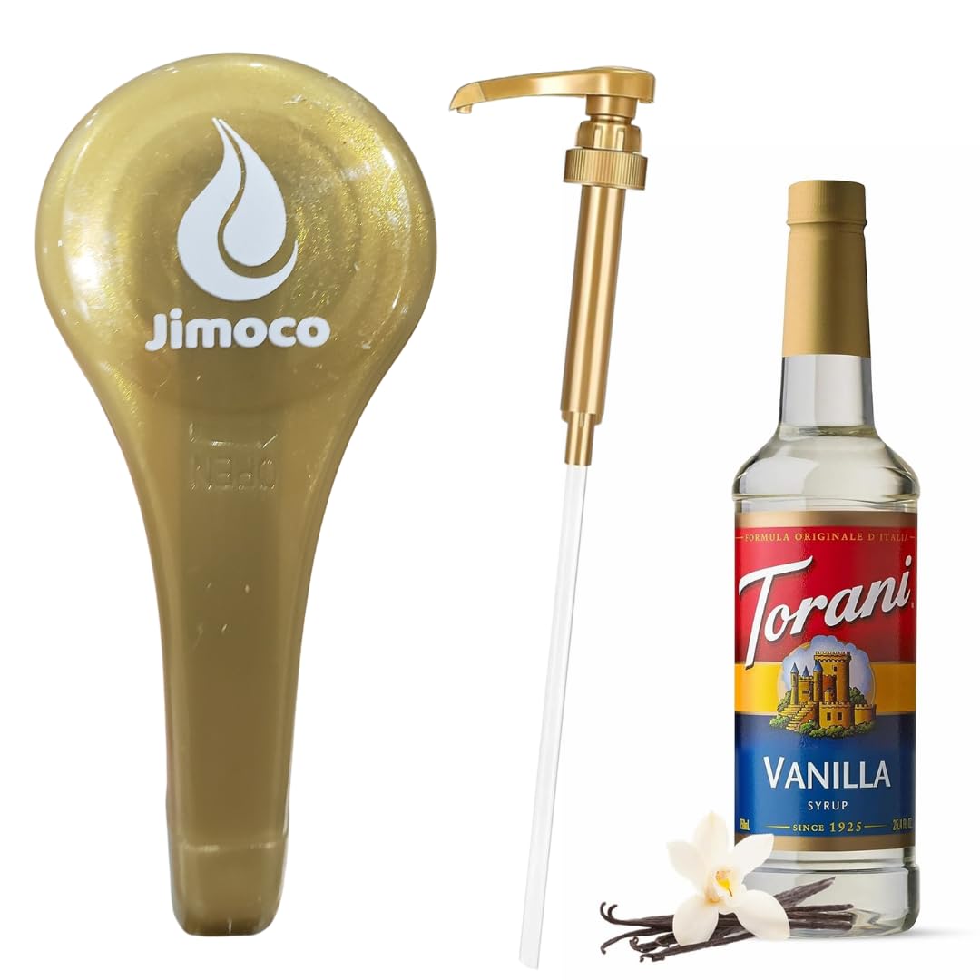Unboxing a Torani bundle: vanilla syrup and Jimoco pump.