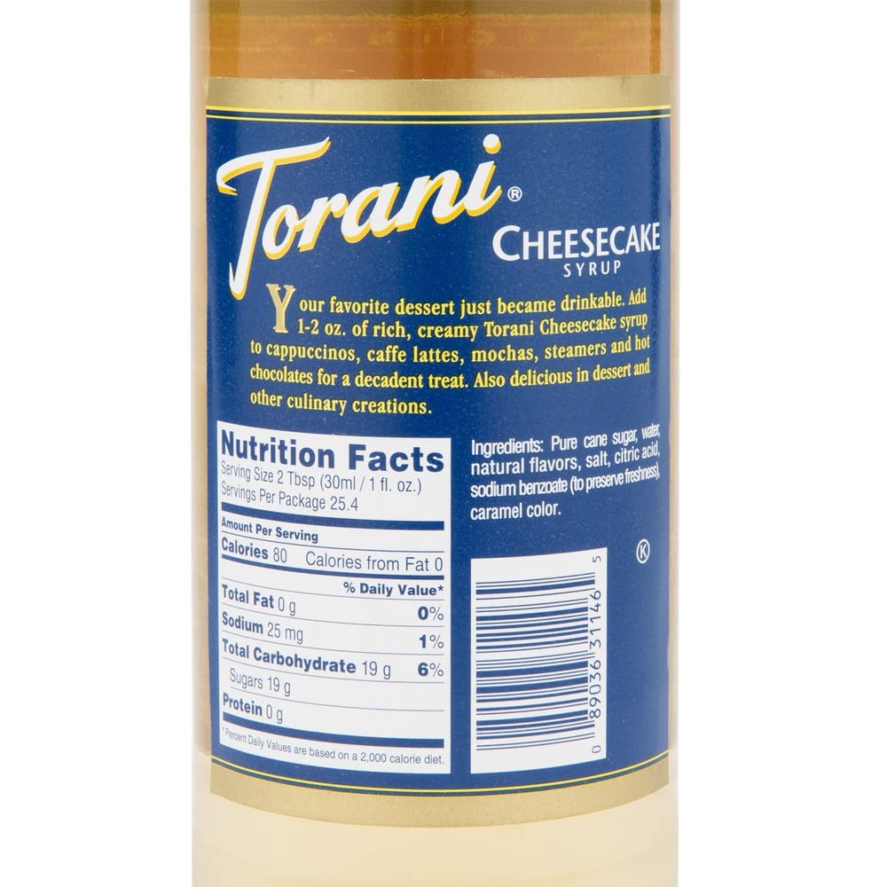 Torani Cheesecake Syrup pouring into coffee for a New York inspired beverage.
