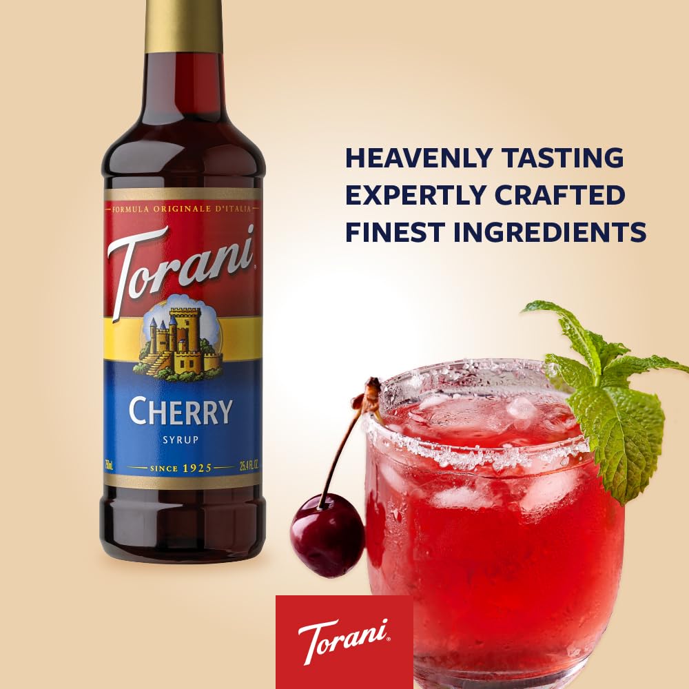 Latte prepared with Torani Cherry Syrup delivering authentic coffeehouse cherry flavor.