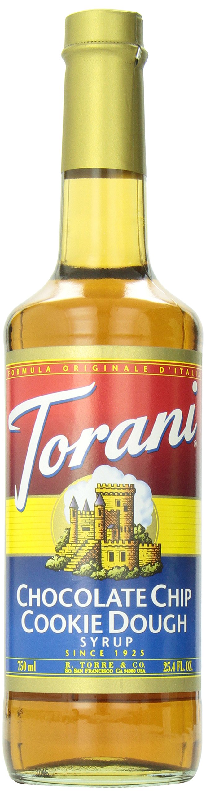 Torani Chocolate Chip Cookie Dough Syrup bottle ready to flavor beverages