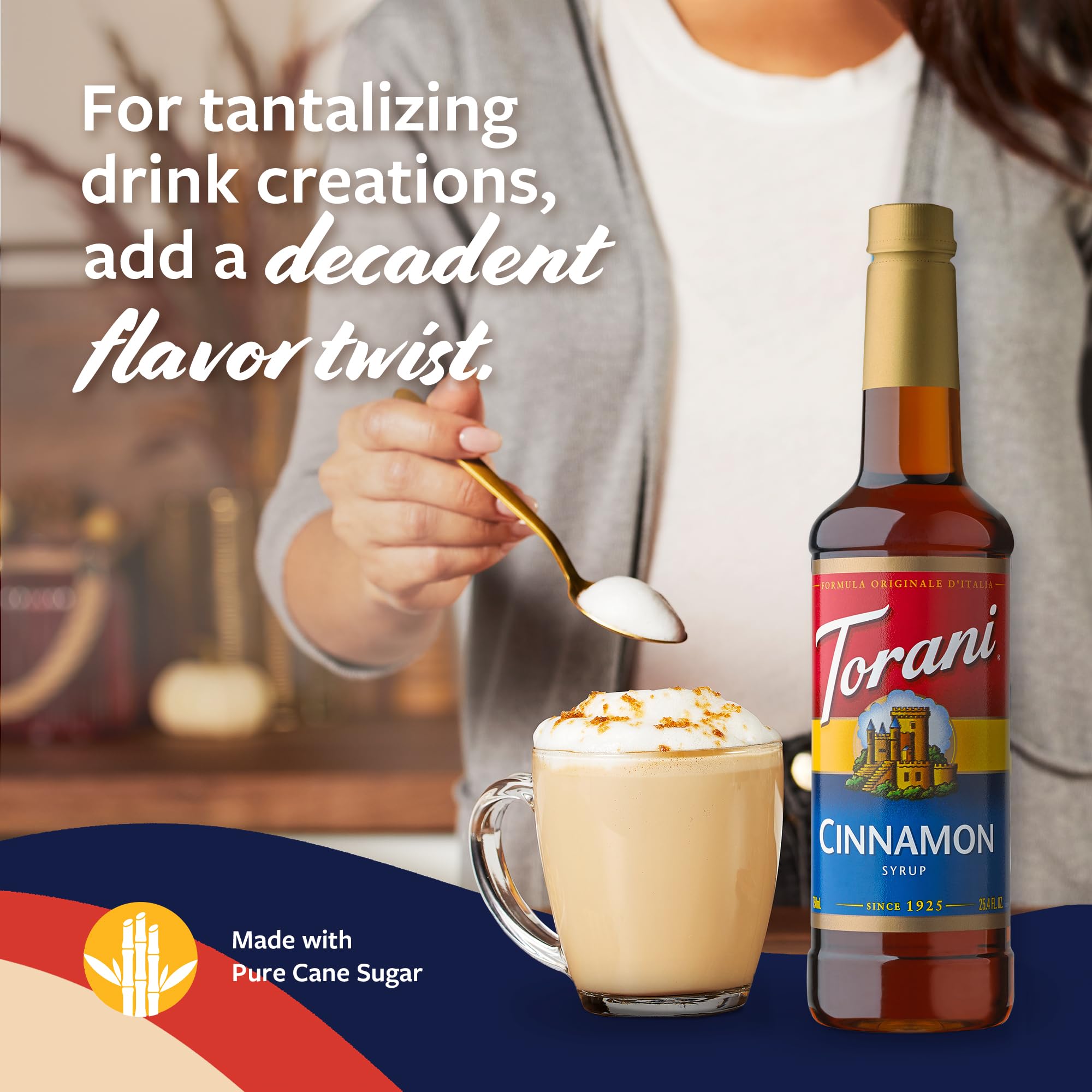 Cocktail crafted with Torani Cinnamon Syrup for versatile flavoring.