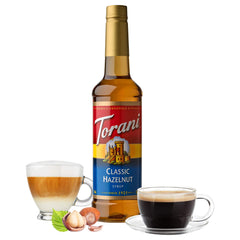 Torani Classic Hazelnut syrup pour over glass with toasted notes