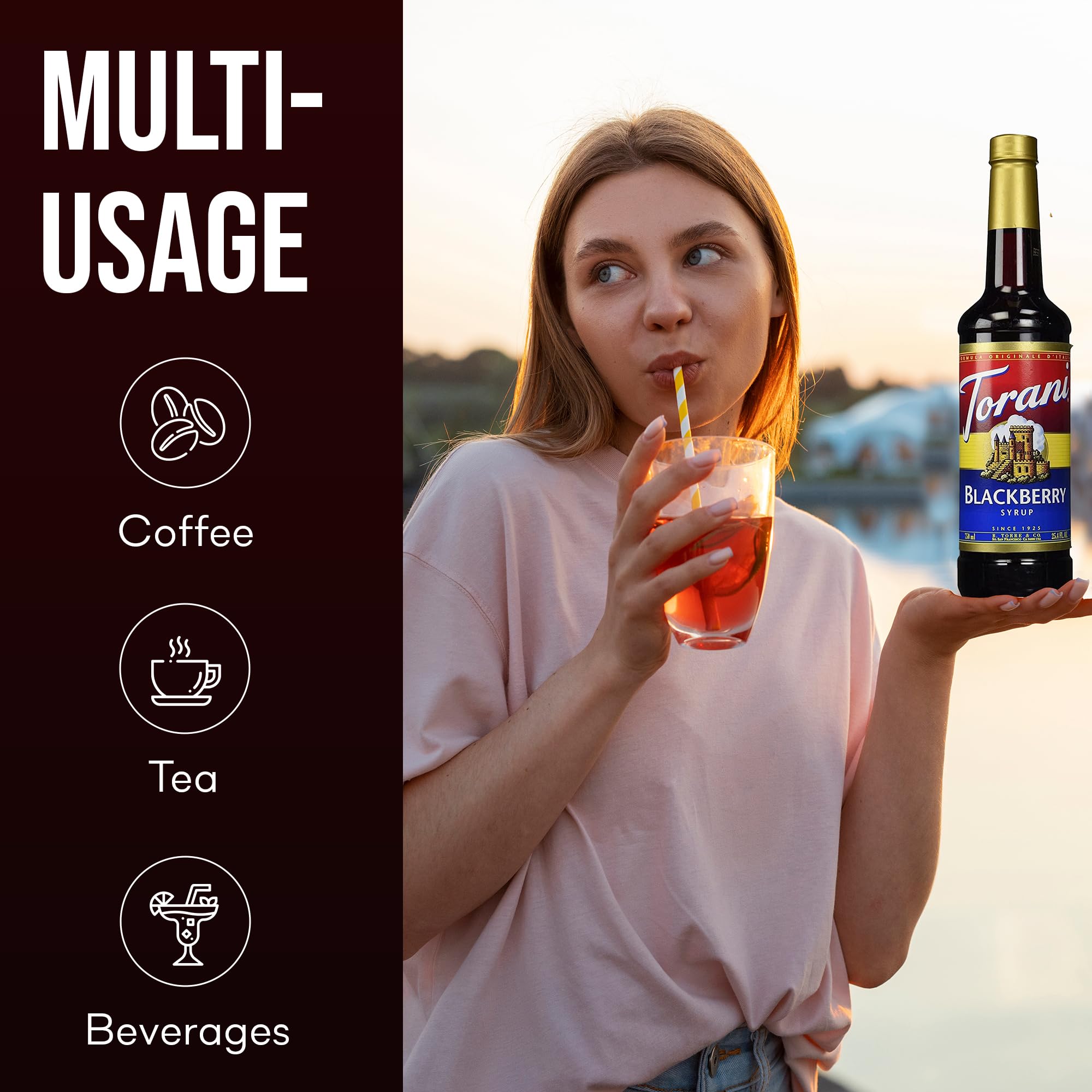 Torani coffee beverages prepared with syrup for everyday enjoyment.