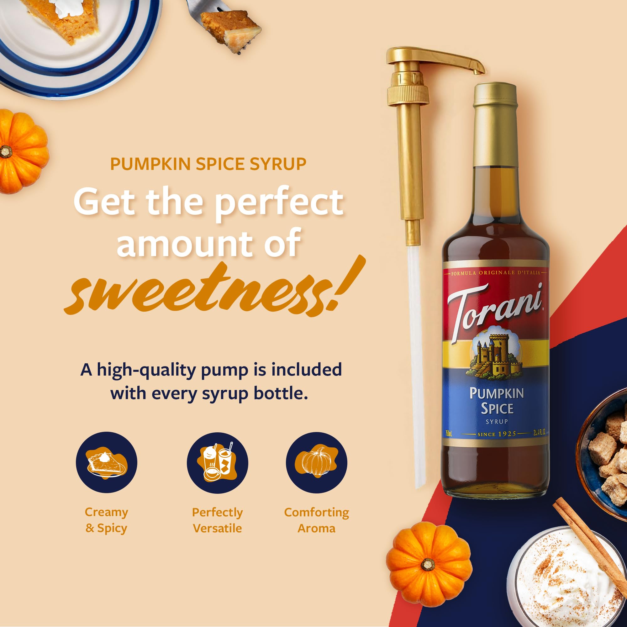 Torani coffee cup with pump invites customizable, on-demand flavoring for drinks.