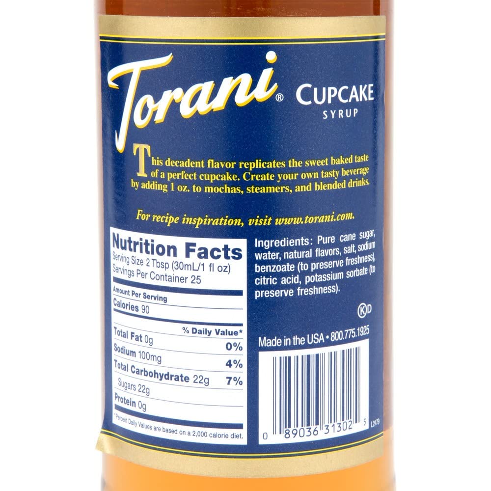 Torani Cupcake Syrup pour action demonstrates easy flavor boost for lattes.