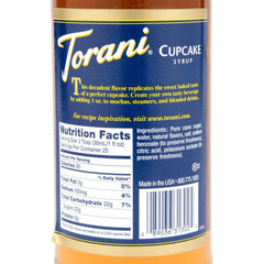 Torani Cupcake Syrup pour action demonstrates easy flavor boost for lattes.