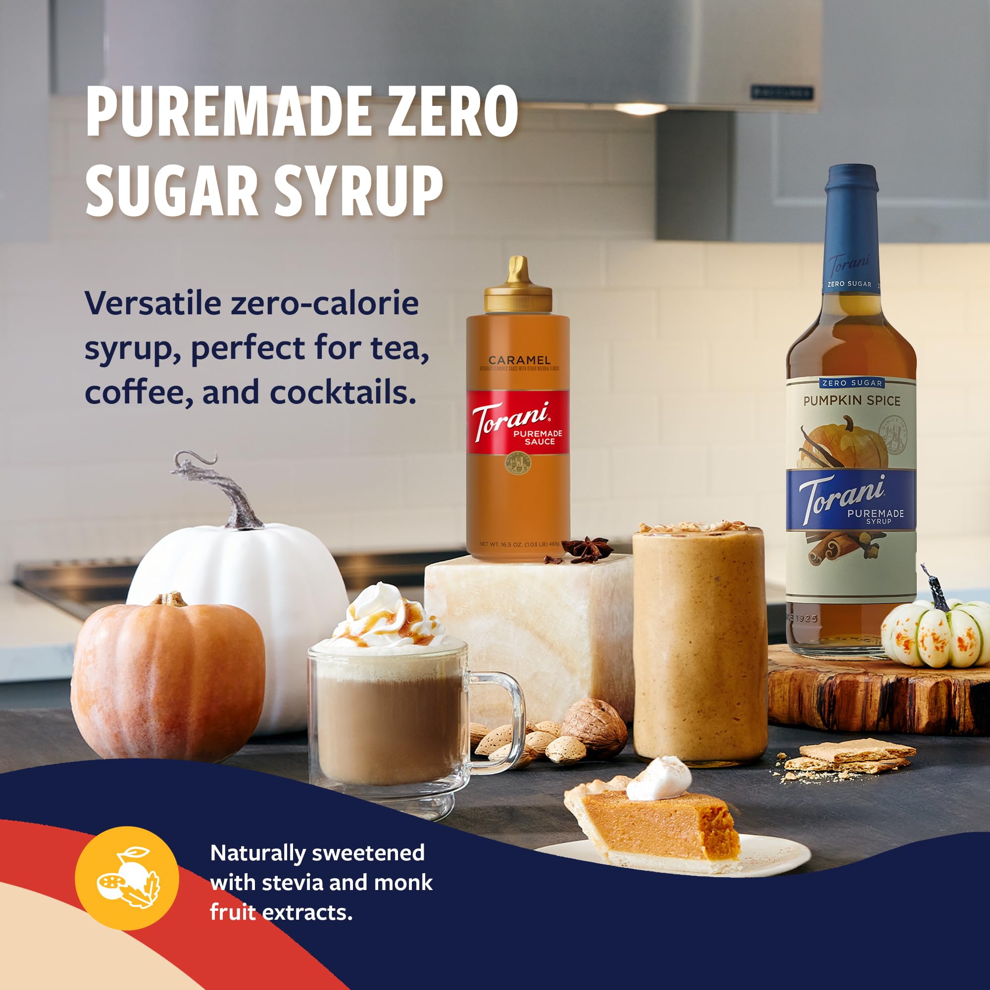 Torani fall flavor syrup collection with pump for seasonal beverages