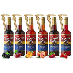 Torani Raspberry Syrup bottle for bright summer drinks.