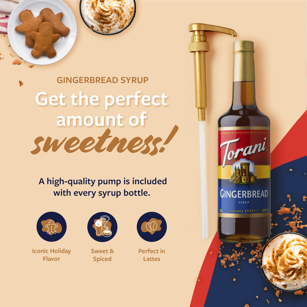 Latte crafted with Torani Gingerbread Syrup for a comforting holiday drink.