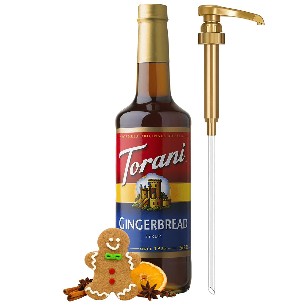 Pump-action Torani Gingerbread Syrup enables precise, mess-free sweetening.