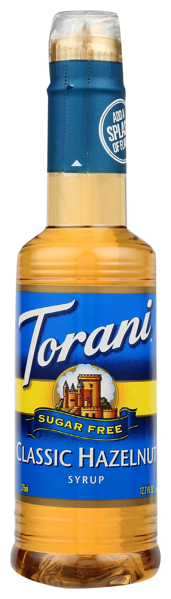 Torani Hazelnut Syrup 4-pack bottles displayed for versatile flavoring in beverages and desserts.
