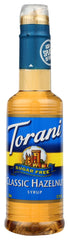 Torani Hazelnut Syrup 4-pack bottles displayed for versatile flavoring in beverages and desserts.