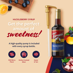 Torani Huckleberry Syrup in iced tea glass for berry brightness