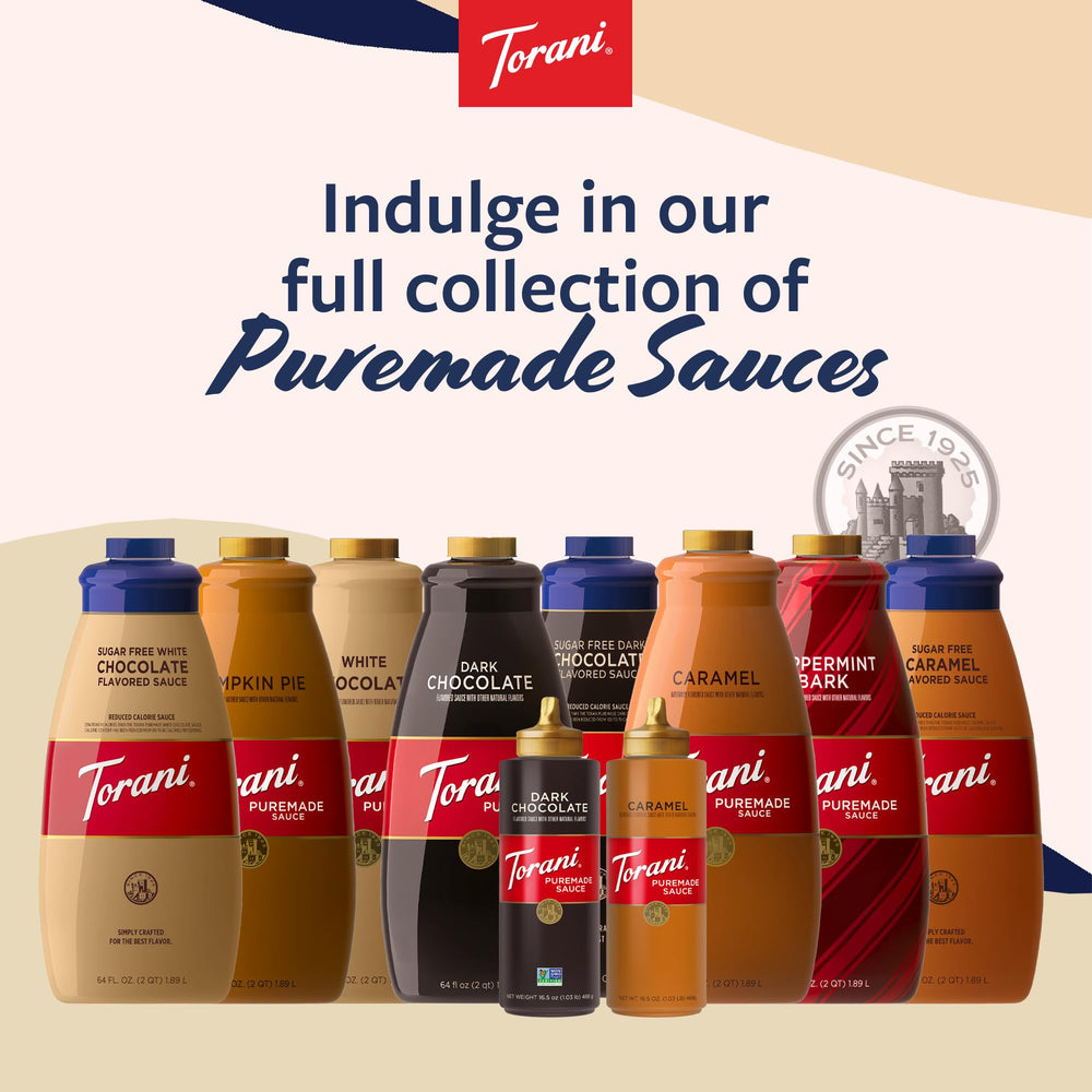 Torani kitchen setup featuring the sauce for easy barista moments.