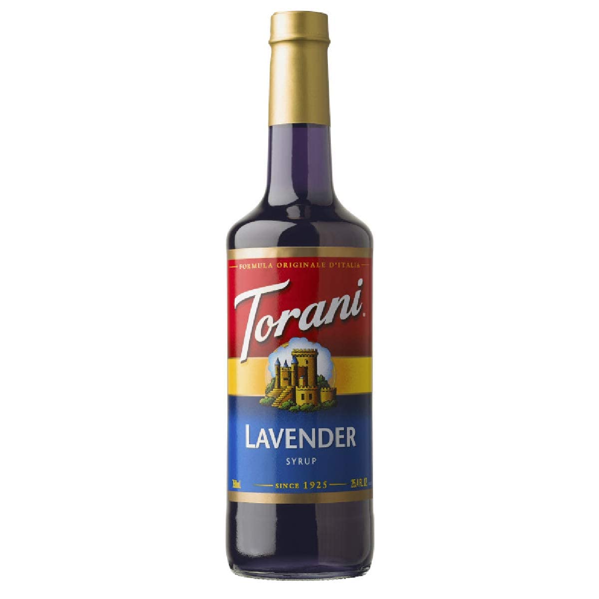 Torani Lavender Coffee Syrup bottle for fragrant lattes and beverages.