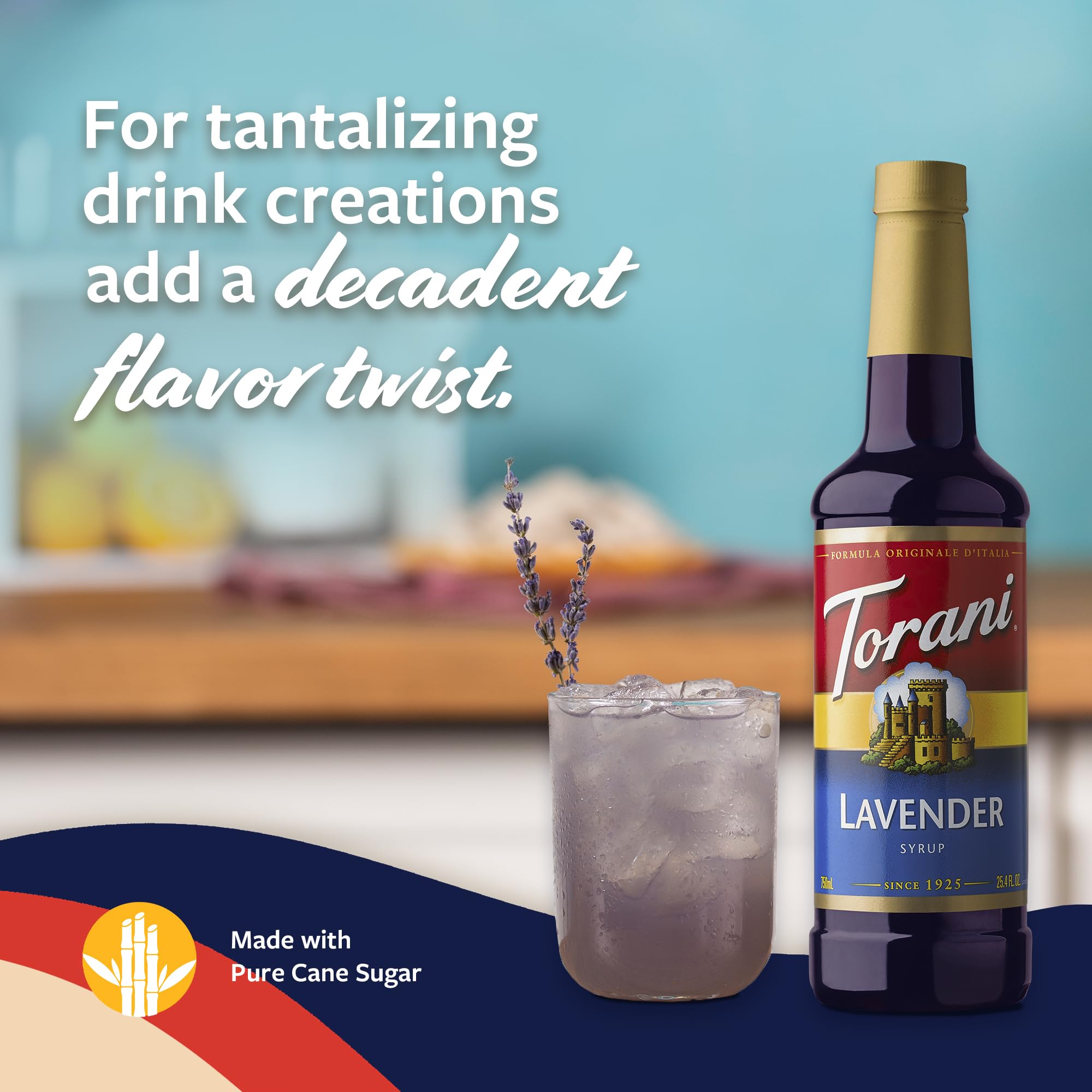 Torani Lavender Syrup dessert plate shows versatile flavoring option